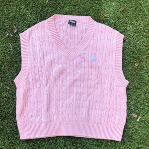 Pink Knit Sweater Vest